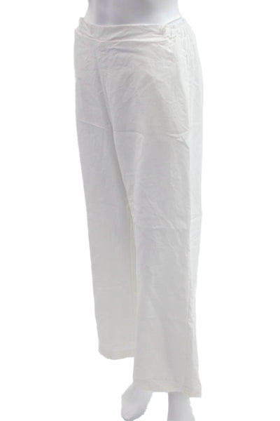 Almina Womens White Cropped Tencel Linen Pants Drawstring Beach Size M