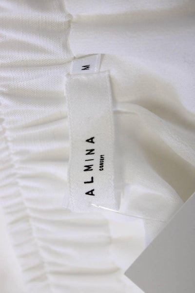 Almina Womens White Cropped Tencel Linen Pants Drawstring Beach Size M