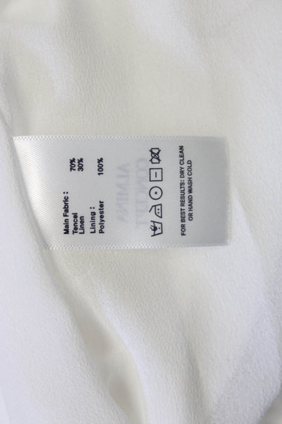 Almina Womens White Cropped Tencel Linen Pants Drawstring Beach Size M