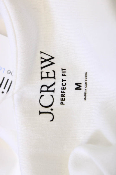 J Crew Women Basic White Cotton Tank Round Neck Solid Size M