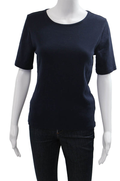 J Crew Women Basic Short Sleeve T-Shirt Dark Blue Cotton Round Neck Size M