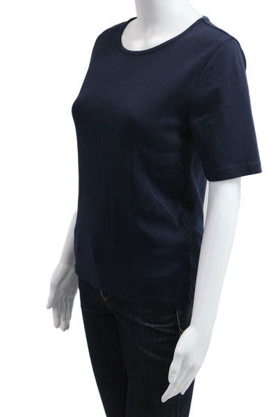 J Crew Women Basic Short Sleeve T-Shirt Dark Blue Cotton Round Neck Size M