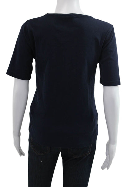 J Crew Women Basic Short Sleeve T-Shirt Dark Blue Cotton Round Neck Size M