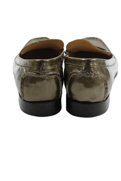 Cole Haan women's Round Toe Patent Leather Slip-On Loafers Shoes Green Size 10.5
