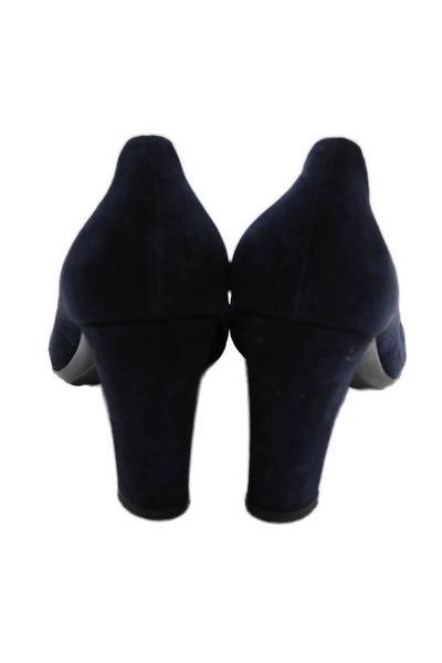 Aquatalia Women's Suede Silver Buckle Pumps Shoes Navy Blue Size 10.5