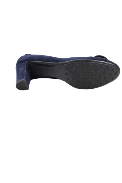 Aquatalia Women's Suede Silver Buckle Pumps Shoes Navy Blue Size 10.5
