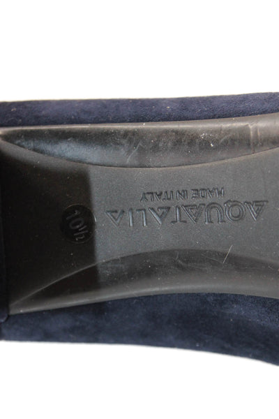 Aquatalia Women's Suede Silver Buckle Pumps Shoes Navy Blue Size 10.5
