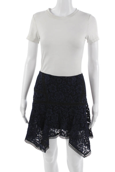 Veronica Beard Women A-Line Flare Skirt Dark Blue Floral Short Size 2