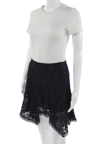 Veronica Beard Women A-Line Flare Skirt Dark Blue Floral Short Size 2