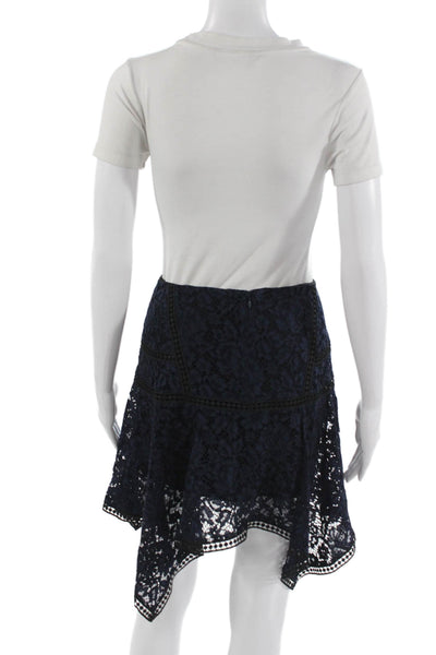 Veronica Beard Women A-Line Flare Skirt Dark Blue Floral Short Size 2