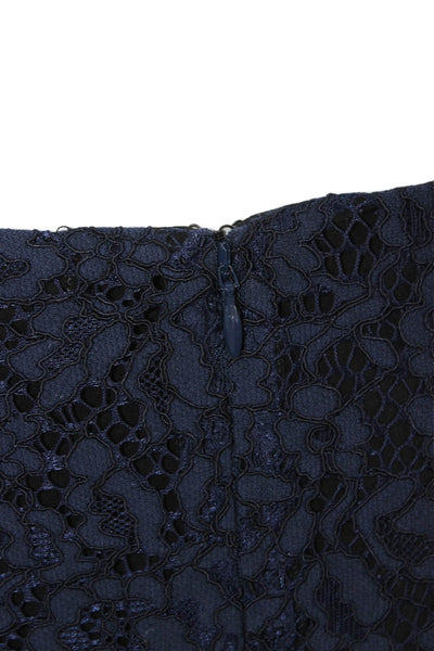 Veronica Beard Women A-Line Flare Skirt Dark Blue Floral Short Size 2