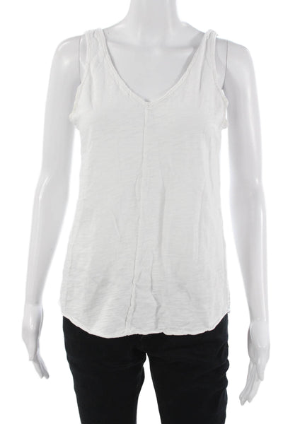 Leallo Womens Camisole White V Neck 100% Cotton Sleeveless Size L