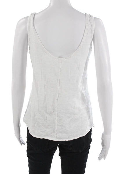 Leallo Womens Camisole White V Neck 100% Cotton Sleeveless Size L