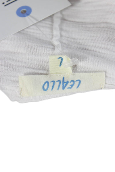 Leallo Womens Camisole White V Neck 100% Cotton Sleeveless Size L