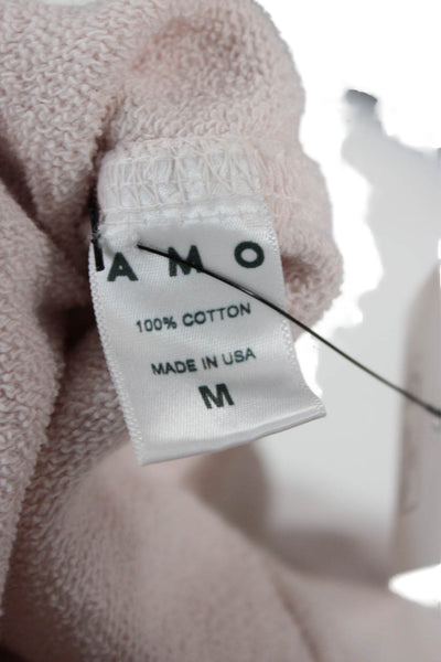 Amo Womens Pullover Sweatshirt Pink Crew Neck 3/4 Sleeve Cotton Viscose Size M