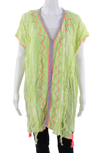 Z&L Europe Womens Tunic V Neck Sleeveless Green Geometric Viscose Size S