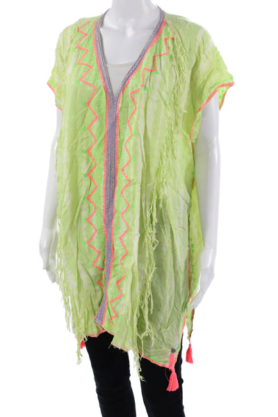 Z&L Europe Womens Tunic V Neck Sleeveless Green Geometric Viscose Size S