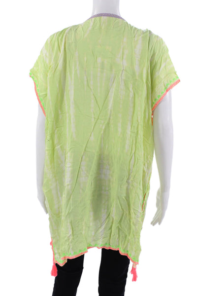 Z&L Europe Womens Tunic V Neck Sleeveless Green Geometric Viscose Size S