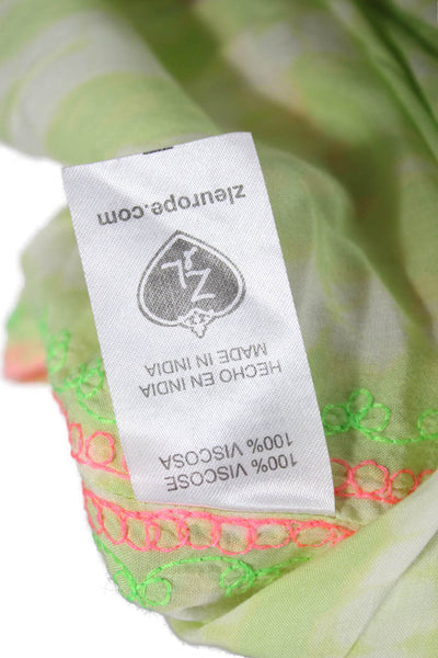 Z&L Europe Womens Tunic V Neck Sleeveless Green Geometric Viscose Size S
