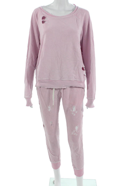 Philanthropy Womens Pullover Sweatshirts Pink Longsleeve Drawstring Size M
