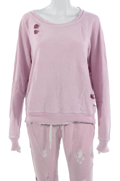 Philanthropy Womens Pullover Sweatshirts Pink Longsleeve Drawstring Size M