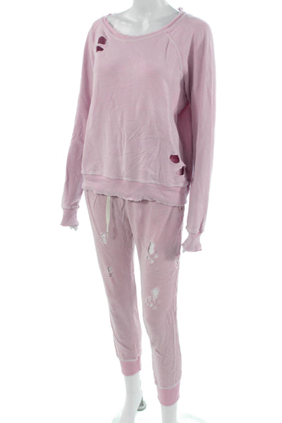 Philanthropy Womens Pullover Sweatshirts Pink Longsleeve Drawstring Size M