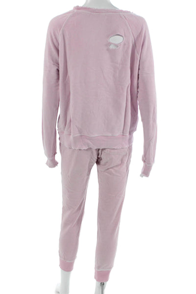Philanthropy Womens Pullover Sweatshirts Pink Longsleeve Drawstring Size M
