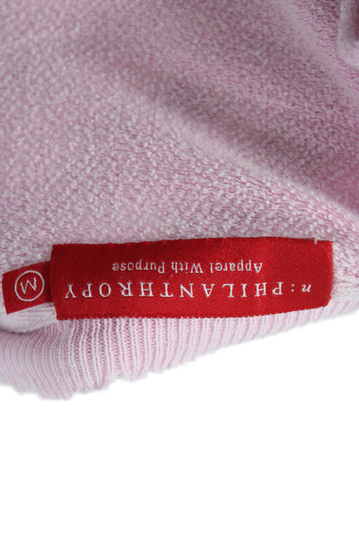 Philanthropy Womens Pullover Sweatshirts Pink Longsleeve Drawstring Size M