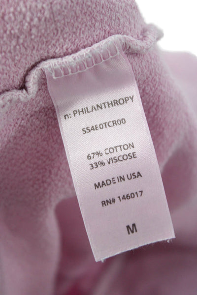 Philanthropy Womens Pullover Sweatshirts Pink Longsleeve Drawstring Size M
