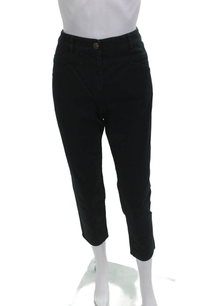 Escada Womens Cropped Ankle Pants Black Cotton Stretch Size 36