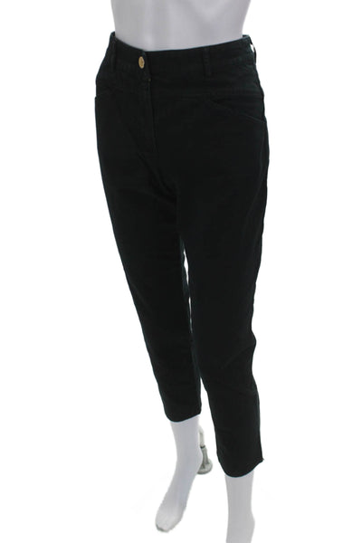 Escada Womens Cropped Ankle Pants Black Cotton Stretch Size 36