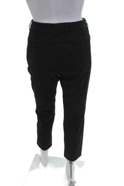 Escada Womens Cropped Ankle Pants Black Cotton Stretch Size 36