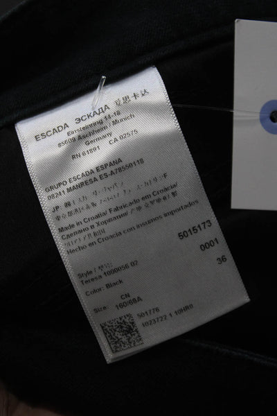 Escada Womens Cropped Ankle Pants Black Cotton Stretch Size 36
