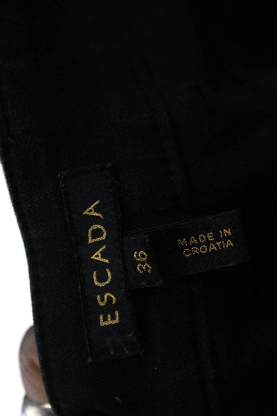 Escada Womens Cropped Ankle Pants Black Cotton Stretch Size 36
