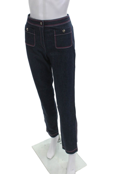 Escada Women Ankle High Waist Dark Blue Jeans Size 36