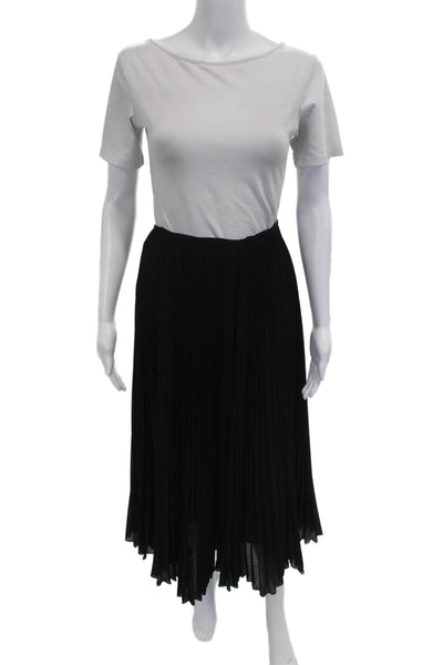 Carmen Marc Valvo Womens Pleated Midi Skirt Black Poly Viscose Blend Size 6