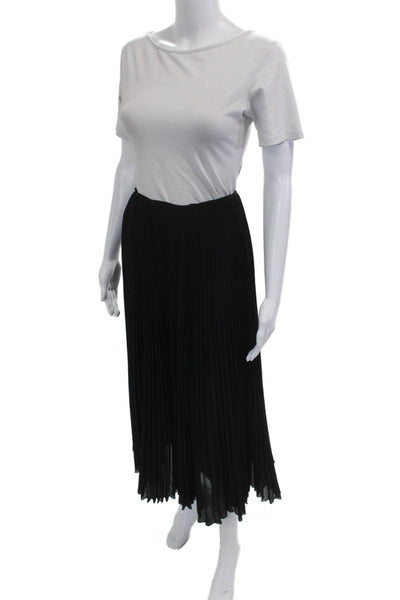 Carmen Marc Valvo Womens Pleated Midi Skirt Black Poly Viscose Blend Size 6