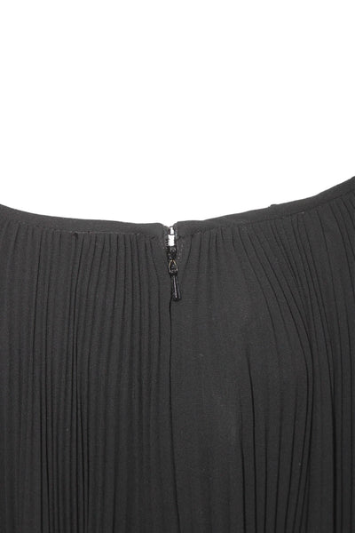 Carmen Marc Valvo Womens Pleated Midi Skirt Black Poly Viscose Blend Size 6