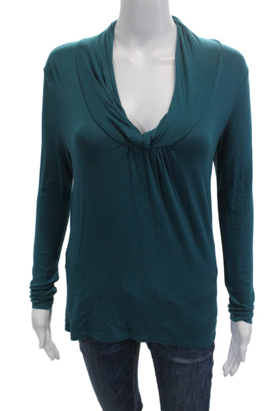 Tahari Womens Basic Long Sleeve Green Blouse Size S