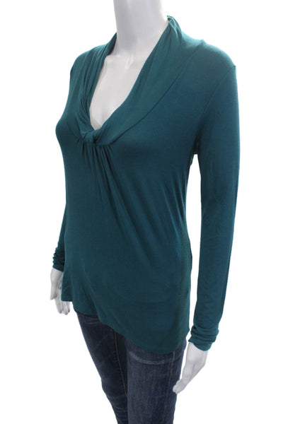 Tahari Womens Basic Long Sleeve Green Blouse Size S