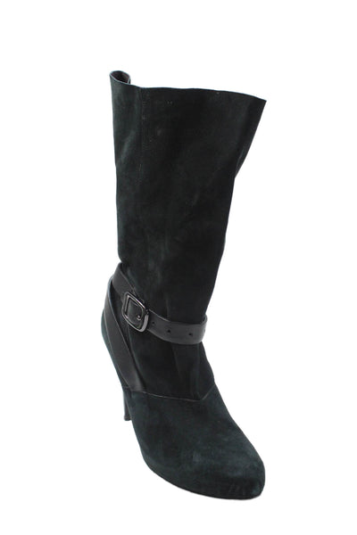 Longchamp Womens Suede Boots Heels Black Size 41 11