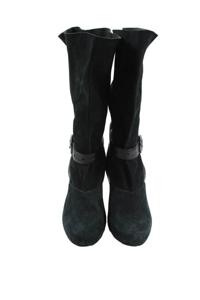 Longchamp Womens Suede Boots Heels Black Size 41 11