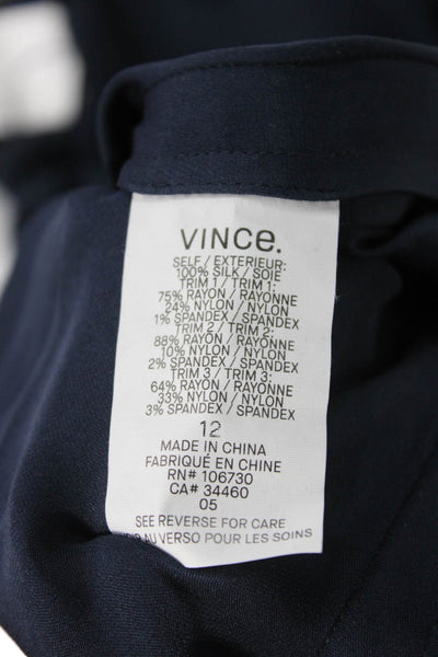 Vince Women Basic Dark Blue Silk Tank Size 12