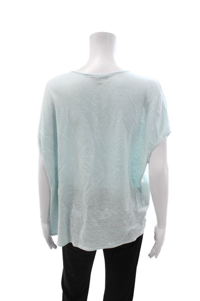 Vince Womens Silk Sleeveless Round Neck Basic Blouse Light Blue Size L