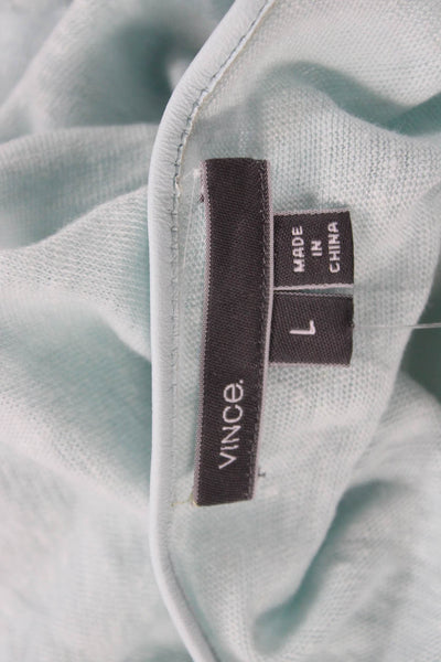 Vince Womens Silk Sleeveless Round Neck Basic Blouse Light Blue Size L