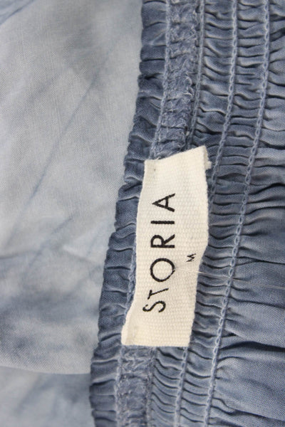 Storia Women Maxi Sundress Blue Sleeveless Rayon Hi-Low Beach Size M