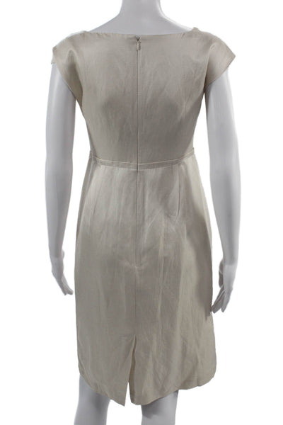 Banana Republic Women Beige Sheath Dress Short Sleeve Rayon Linen Size 0