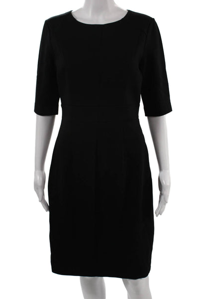 Trina Turk Womens Black Sheath Dress 3/4 Sleeve Knee Length Zip Size 6