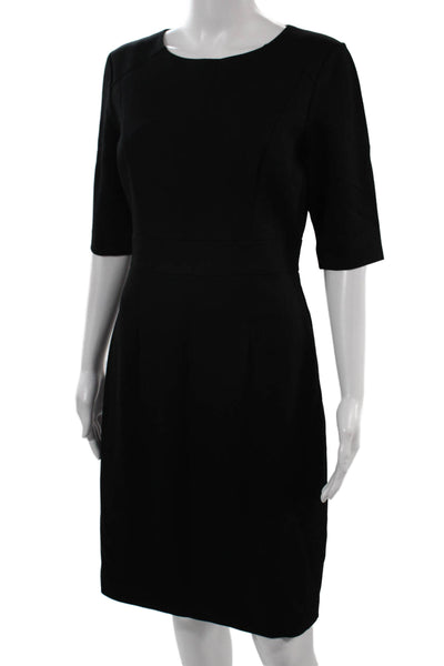 Trina Turk Womens Black Sheath Dress 3/4 Sleeve Knee Length Zip Size 6