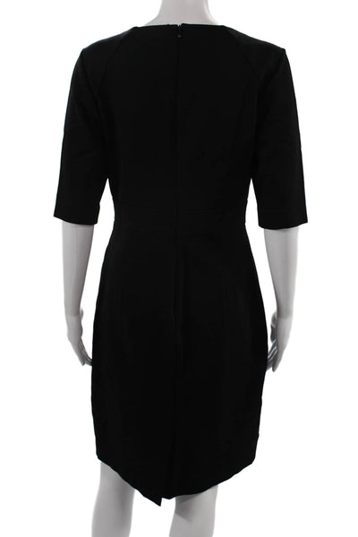 Trina Turk Womens Black Sheath Dress 3/4 Sleeve Knee Length Zip Size 6